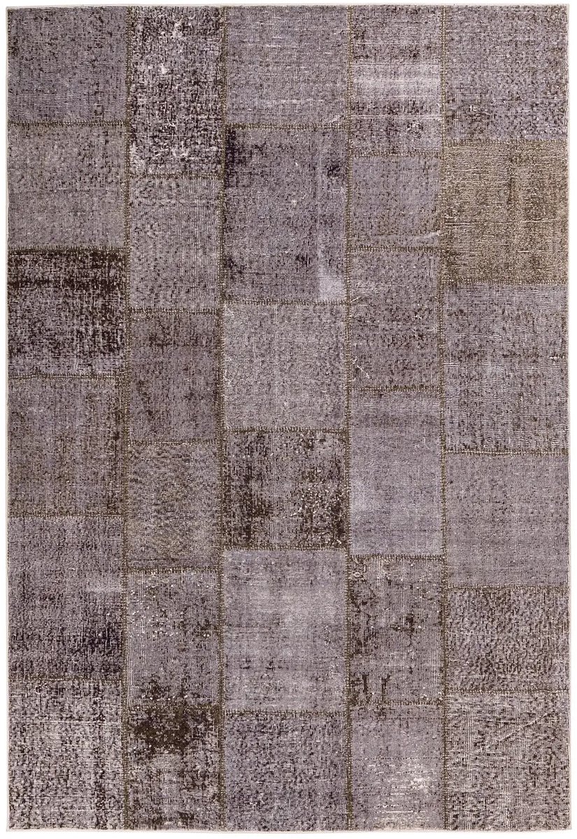 Dutch XXL Vintage Vloerkleed | Tapijt | Piemont | Patchwork | Antraciet | 80x150 cm