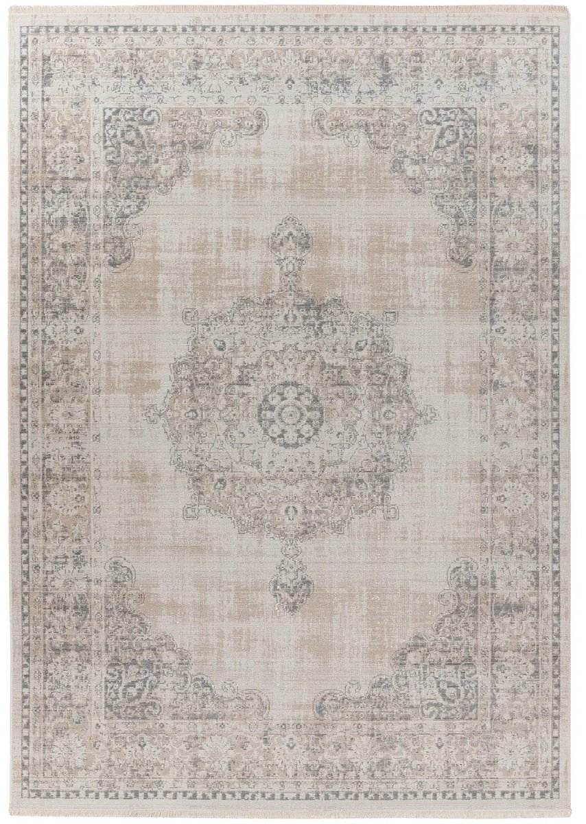 Dutch XXL Vintage Vloerkleed | Tapijt | Milan | Medaillon | Grijs | 80x150 cm