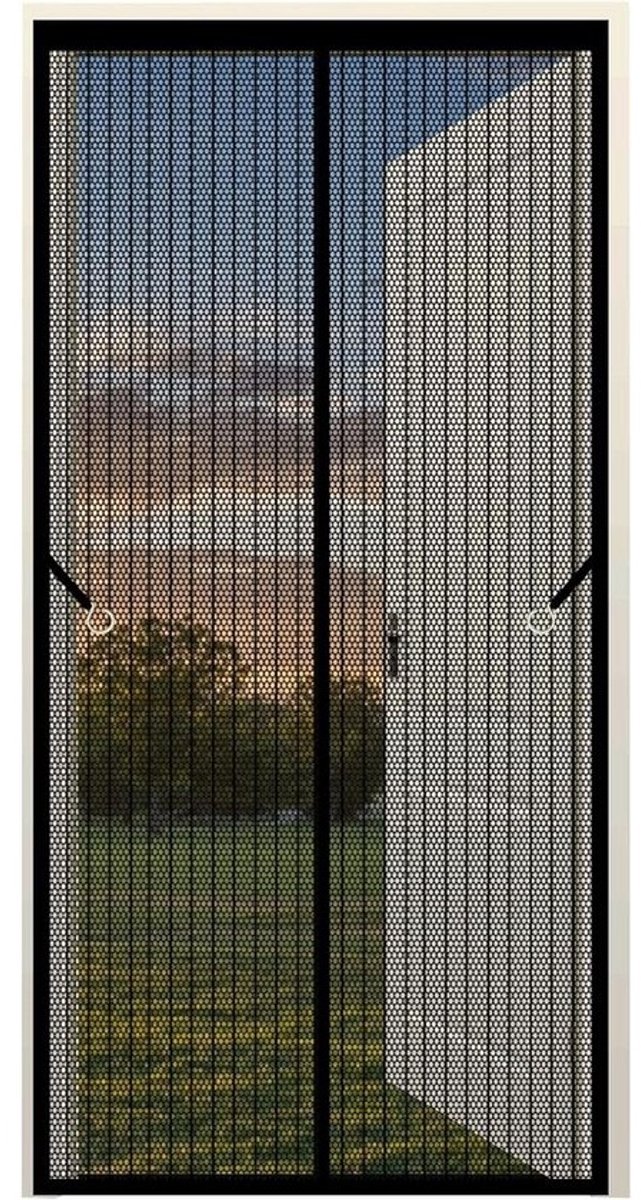 Insectengaas Raam - Horren Raamgaas - Insecten Buiten Houden - Automatisch Sluitend - 80 x 195 cm - Zwart