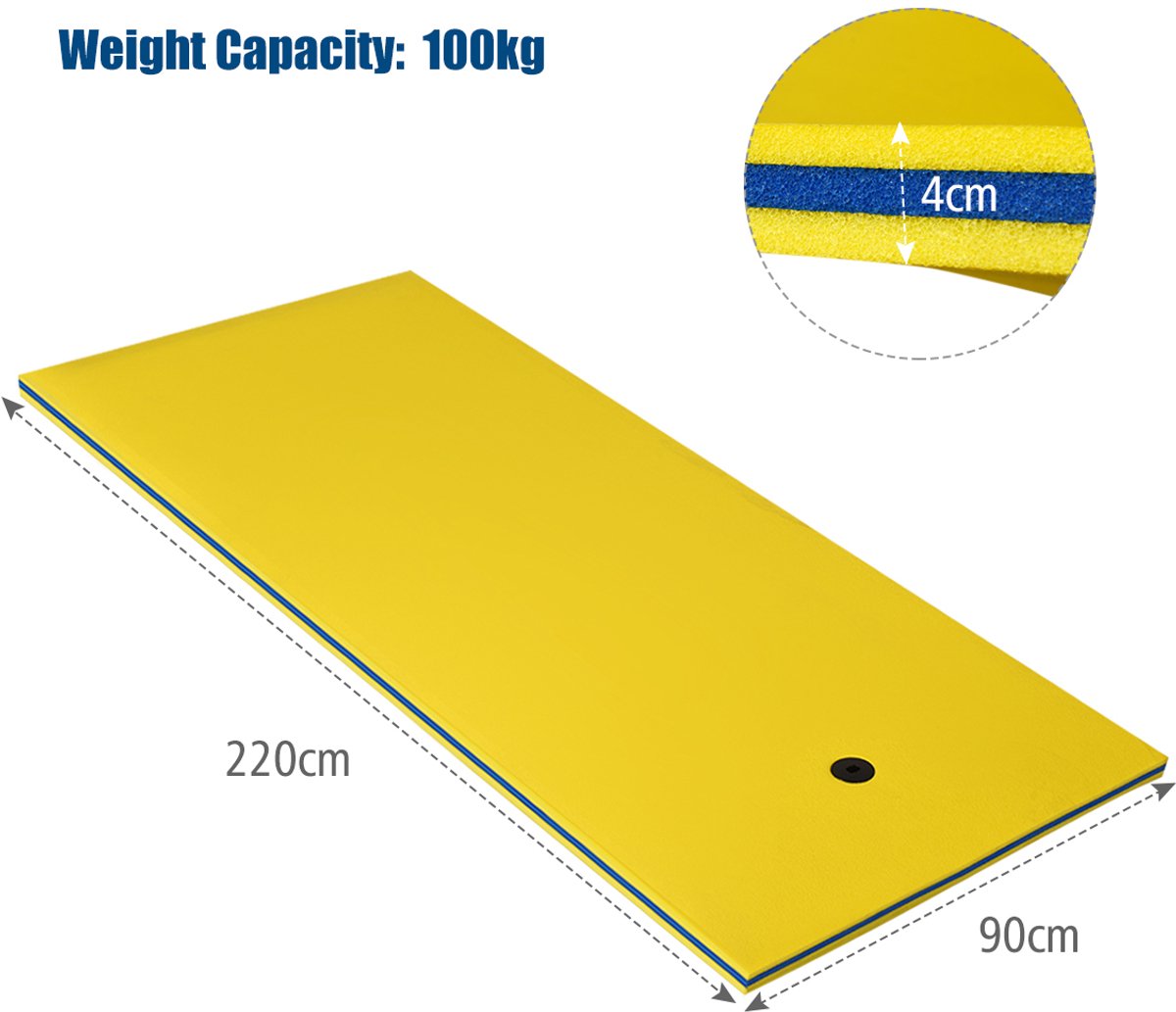 SureDeal® - Zwemm - Watermat Drijvende Foam - 220x90x3,5 cm - Geel+Blauw