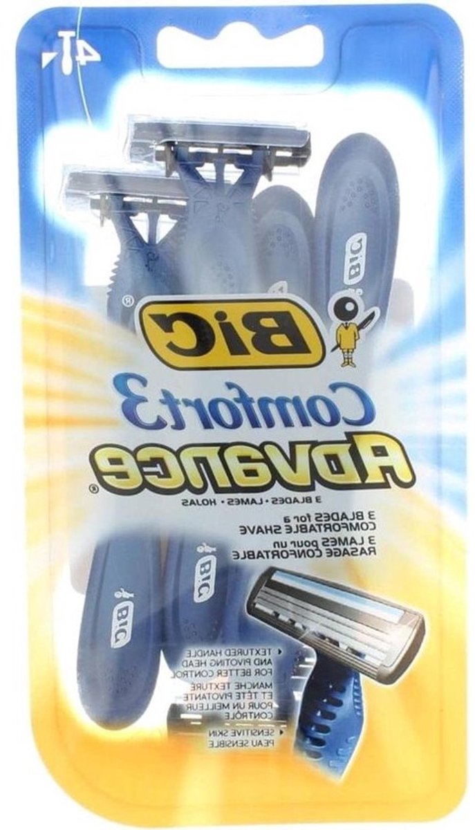 Scheermesjes Mannen - Wegwerpscheermesjes Heren - Glad Scheren - Triple-Blade Technologie - 4 Stuks - Blauw