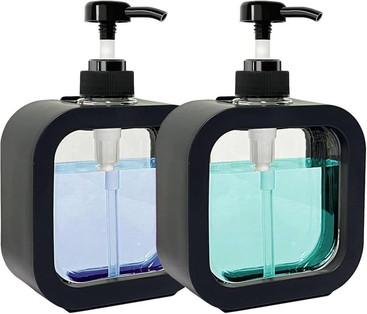 Set van 2 Herbruikbare Zeepdispensers van 500ml voor Douchegel, Shampoo en Handzeep, Ideaal voor Keuken en Badkamer
