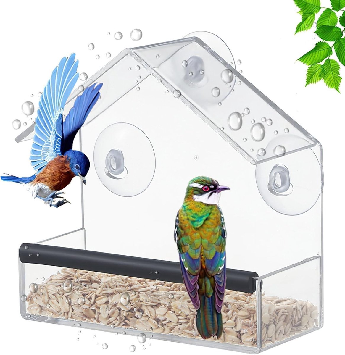 Raamvoederhuisje voor Kleine Vogels, Heldere Vogelvoeders met Sterke Zuignappen, Ideaal voor Tuin en Vogelobservatie, Perfecte Cadeaus voor Vogelliefhebbers