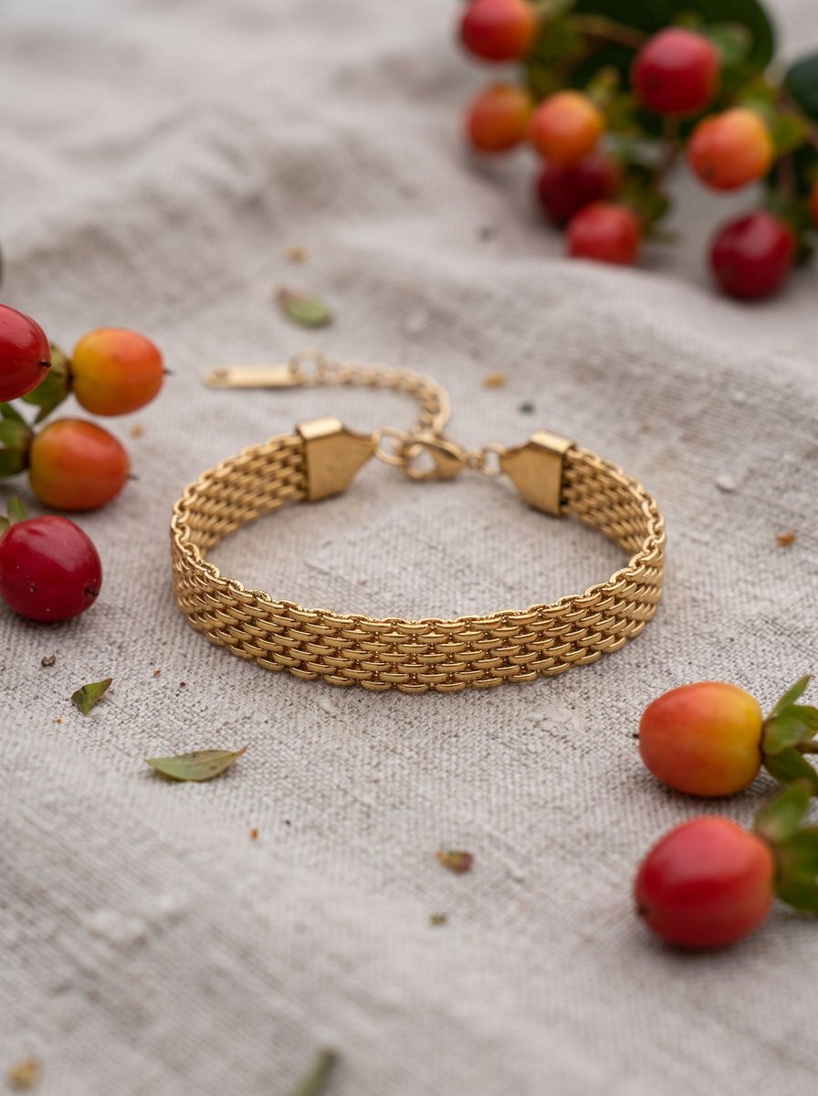 Anelplus Dames Armband – Goudkleurig – Brede Schakelarmband – Verstelbaar – Elegante Armband voor Dames
