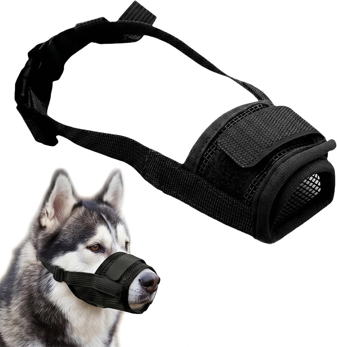Muilkorf voor grote honden XL, ademend en verstelbaar voor training, veilig wandelen en bijtpreventie, comfortabel in gebruik