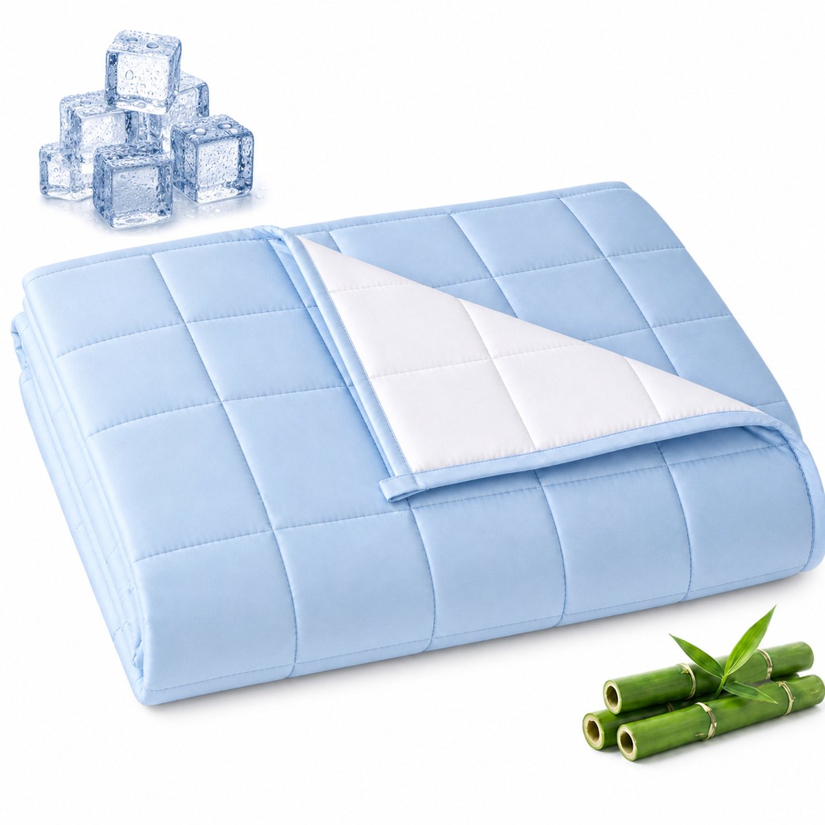 Quincs Verkoelend Verzwaringsdeken & Zwaartedeken 9kg 150x200cm - Weighted Blanket & Dekbed - Verkoelende & Verzwaarde Deken - Gewichtsdeken - Antibacterieel & Hypoallergeen - Bi Color - 60s bamboe 300TC