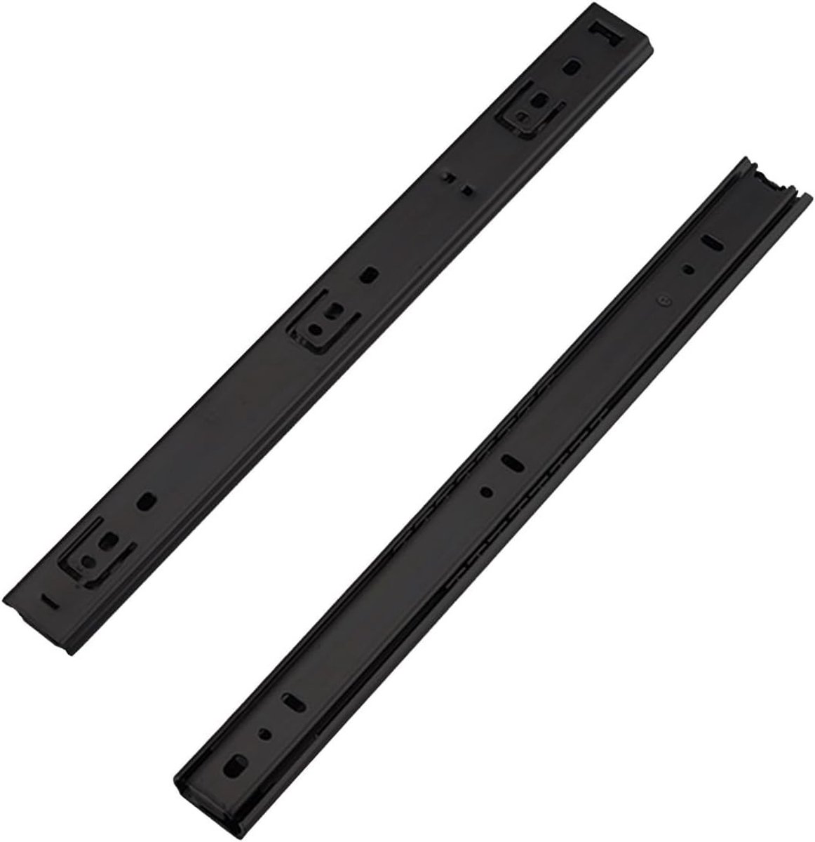 Uitbreidbare ladegeleiders met kogellagers - 27mm breed, 250mm lang, hoge draagcapaciteit, zwart, ideaal voor keukens en meubels