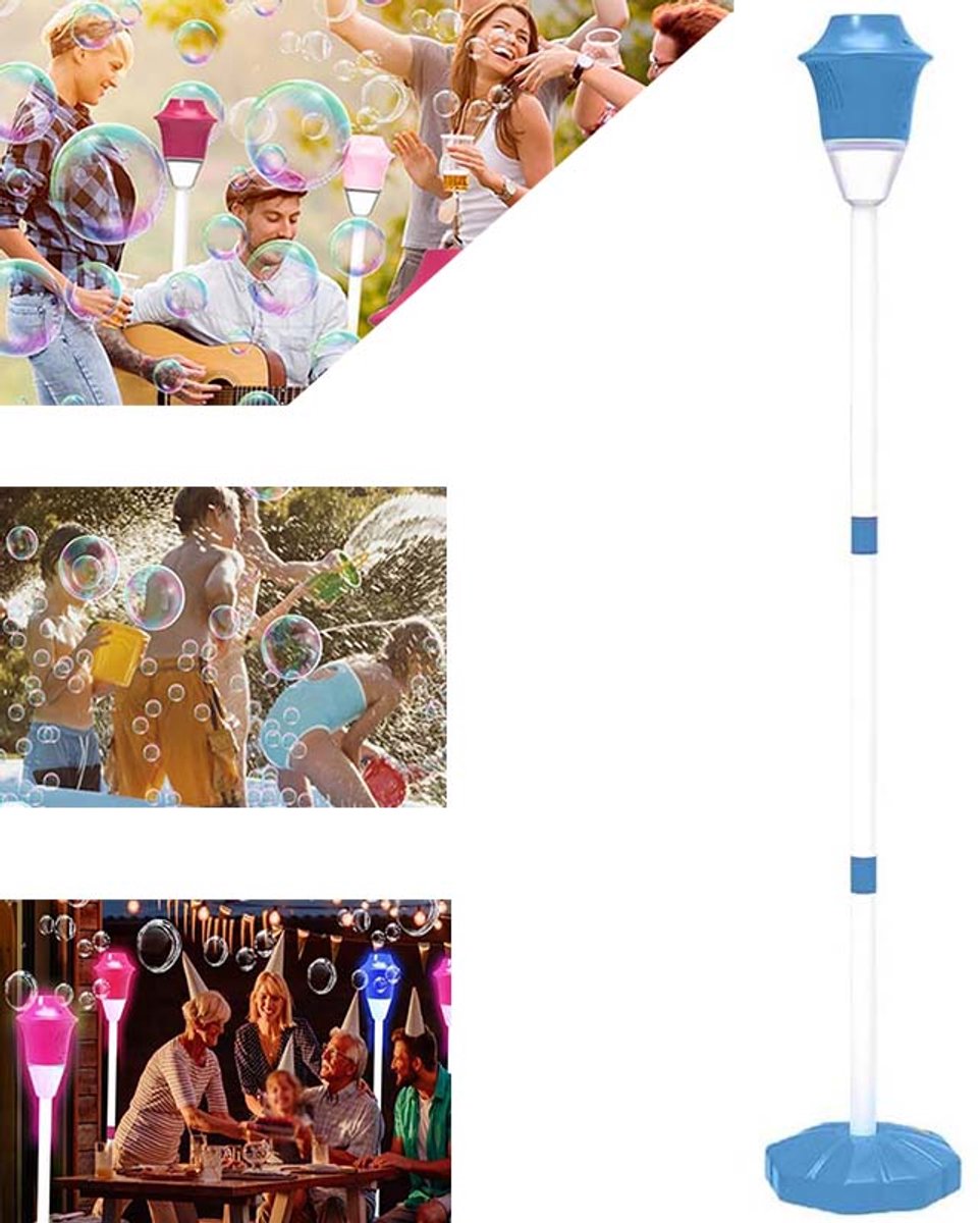Automatische staande bellenblaasmachine – 118 cm – Buiten speelgoed voor kinderen – Met verlichting & oplaadbaar – Geschikt voor bruiloft, kinder- & peuterfeestjes – Blauw