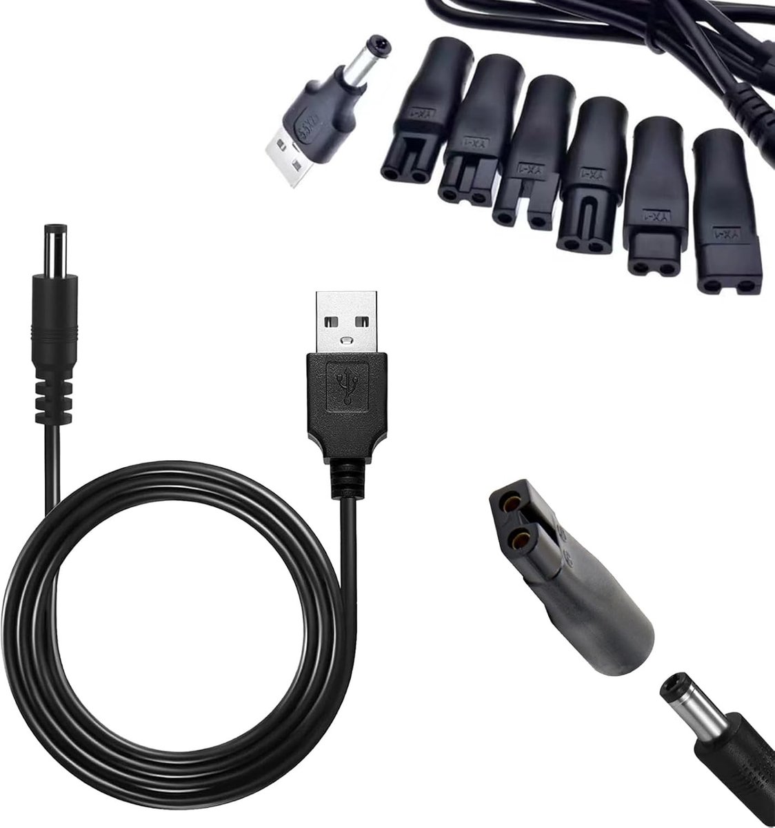 USB Oplaadkabel voor Scheerapparaten, Haartrimmers en Luchtzuiveraars - 5V Voeding, Universeel en Compatibel