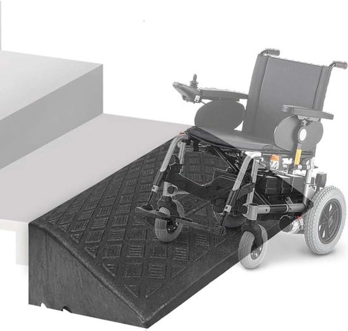Oprijplaten - Stoeprand helling - Toegankelijkheid verbeteren - Antislip oppervlak - 49x27x11cm - Zwart