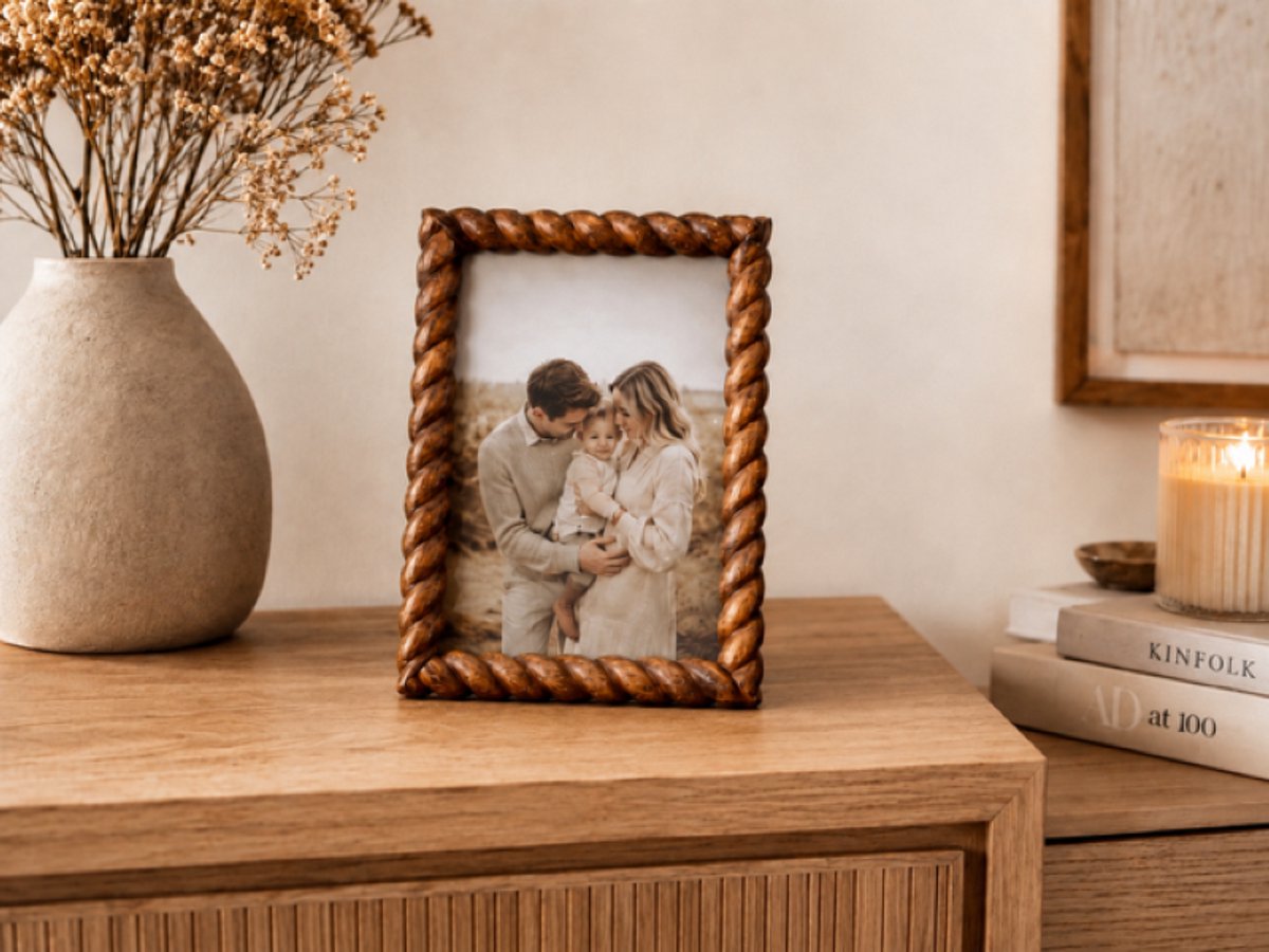 House of Nature Mango houten fotolijst - Nostalgische foto houder - 13 x 18 cm Bruin