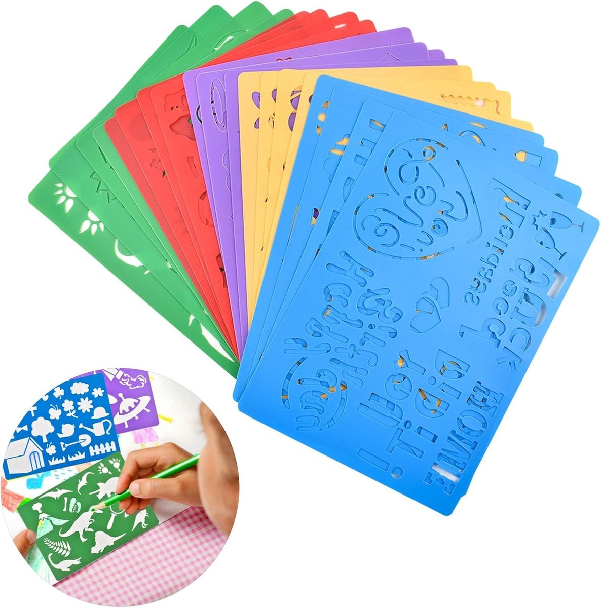 20-delige DIY Tekenmal Set van Plastic voor Kinderen, Meer dan 300 Verschillende Patronen, Herbruikbaar en Wasbaar voor Creatieve Projecten