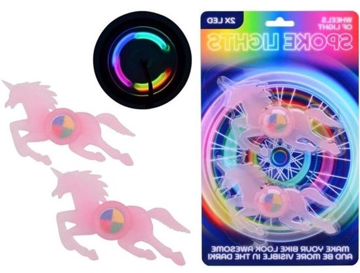 Eenhoorn Spaakverlichting - Fietsverlichting Kinderen - Fietsen Zichtbaar Maken - Magisch Kleureffect - 2 stuks - Multicolor