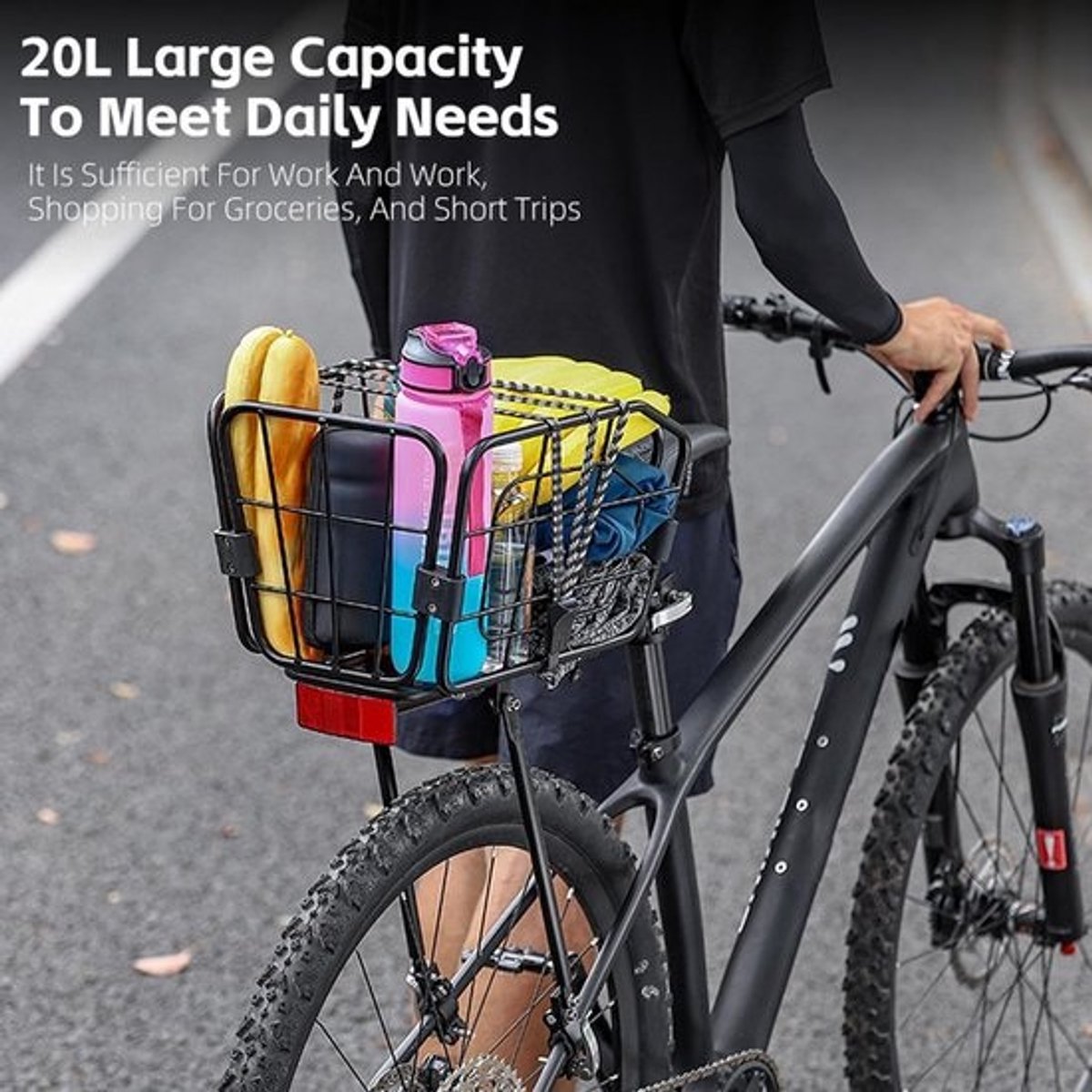Achterfietsmand - Fietsmand Achterop - Boodschappen Vervoeren - Aluminiumlegering Frame - 41 x 26 x 11 cm - Zwart