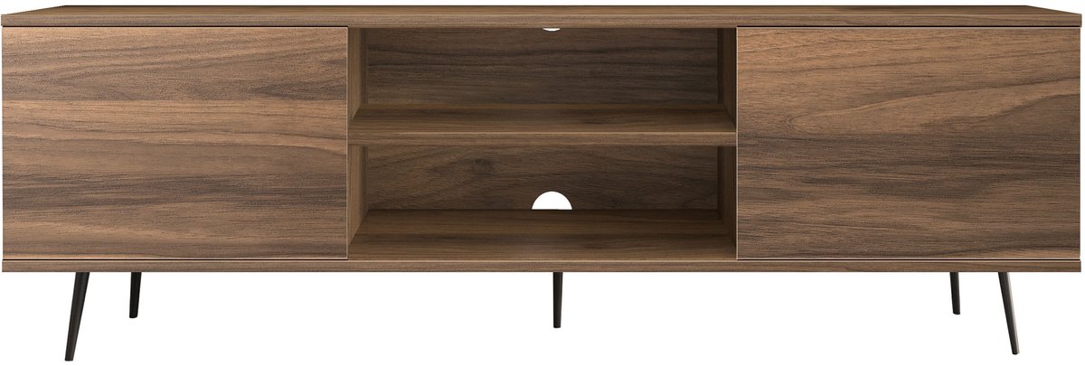 Brandloop Ares TV-meubel - 167 cm - 2 Deuren - Open Vak - Walnoot