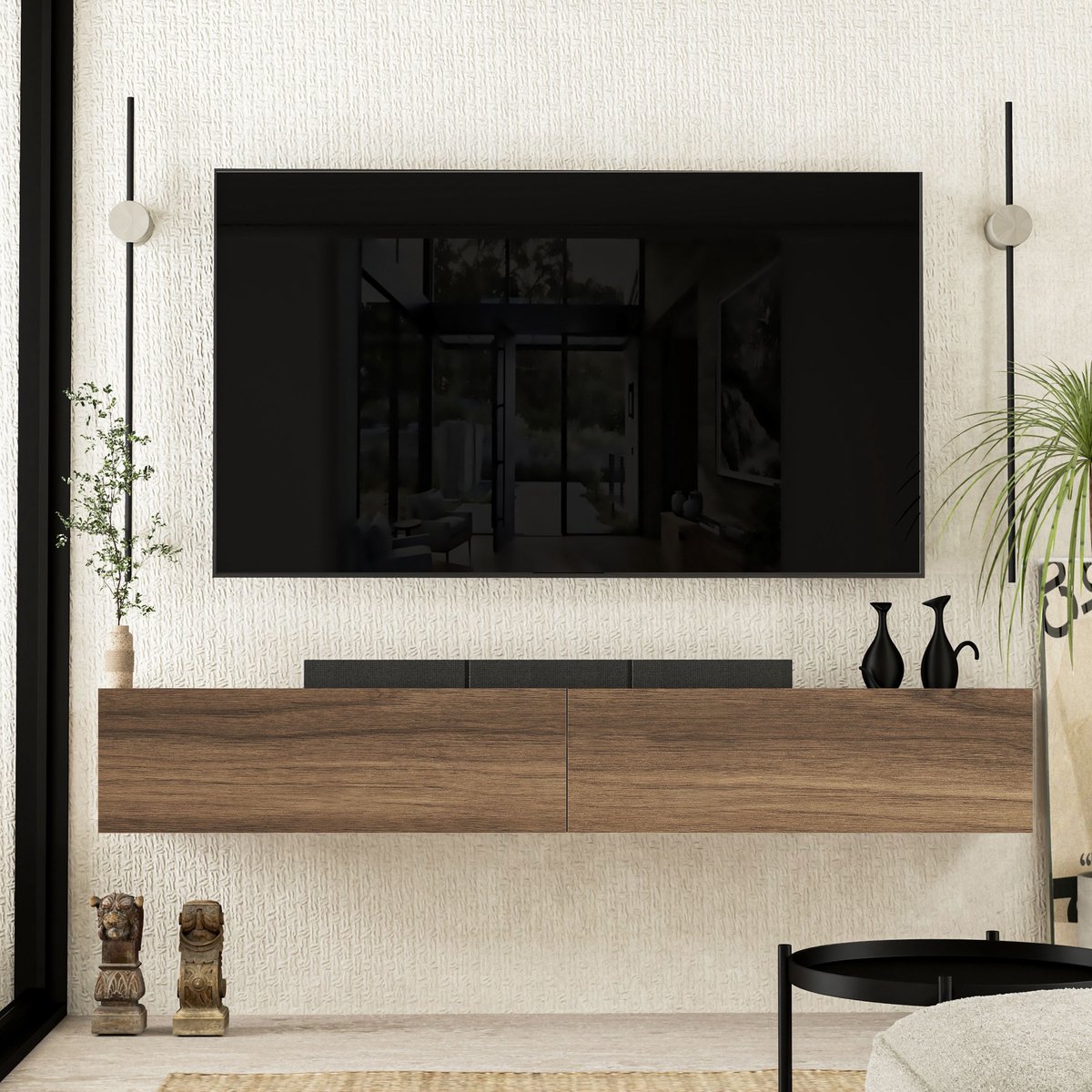 Brandloop Zwevend tv-meubel 180 cm, 2-delig - Walnootkleur