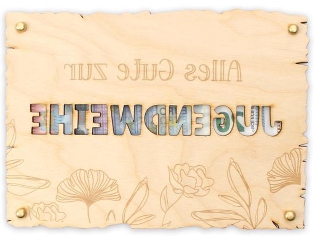 Houten Wenskaart - Geldkaart Hout - Cadeau Overhandigen - Natuurlijk Hout Materiaal - 146 x 197 cm - Jeugdwijding