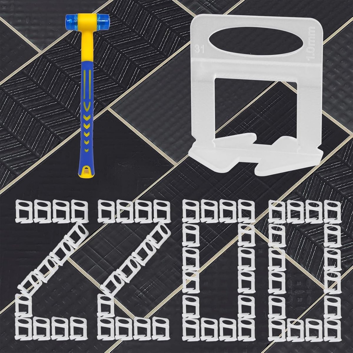 2200 Stuks Tegel Nivelleersysteem Klemmen 1/16 Inch (1.5mm) voor Perfecte Tegelinstallatie - DIY Kit voor Tegelnivellering met Clips en Ruimtespanners