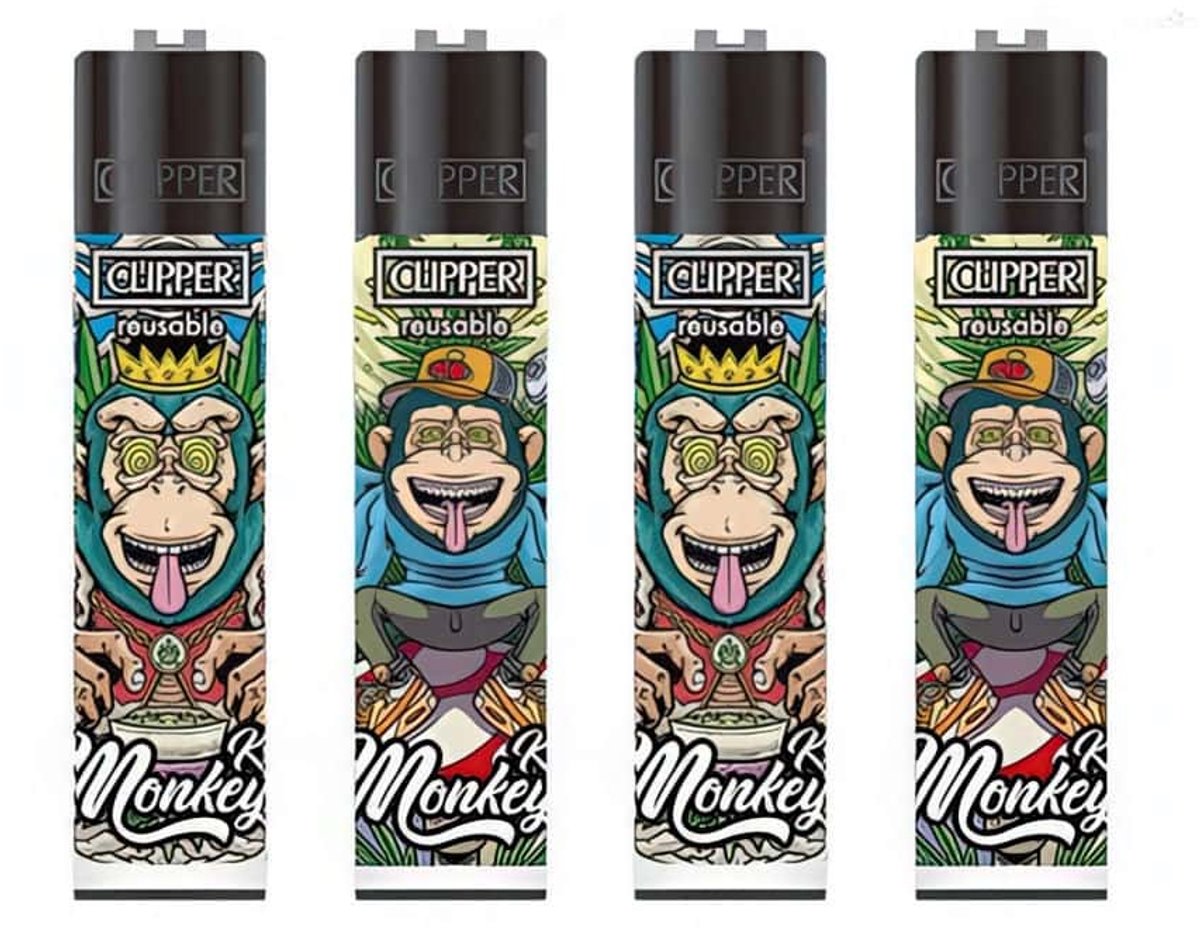 Clipper Classic Large Aanstekers Monkey King “Psycho 2” (4 Stuks)