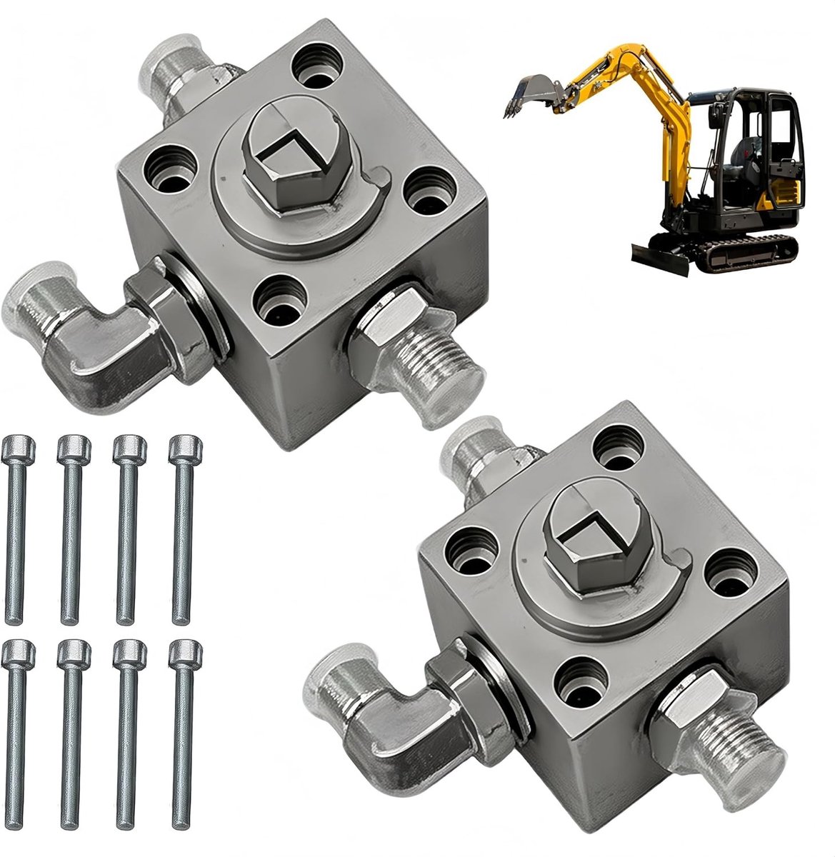 3-weg hydraulische kleppen voor mini-graafmachines - 2 stuks ventielset van staal, hydraulische accessoires met snelkoppelingen voor oliedynamische systemen