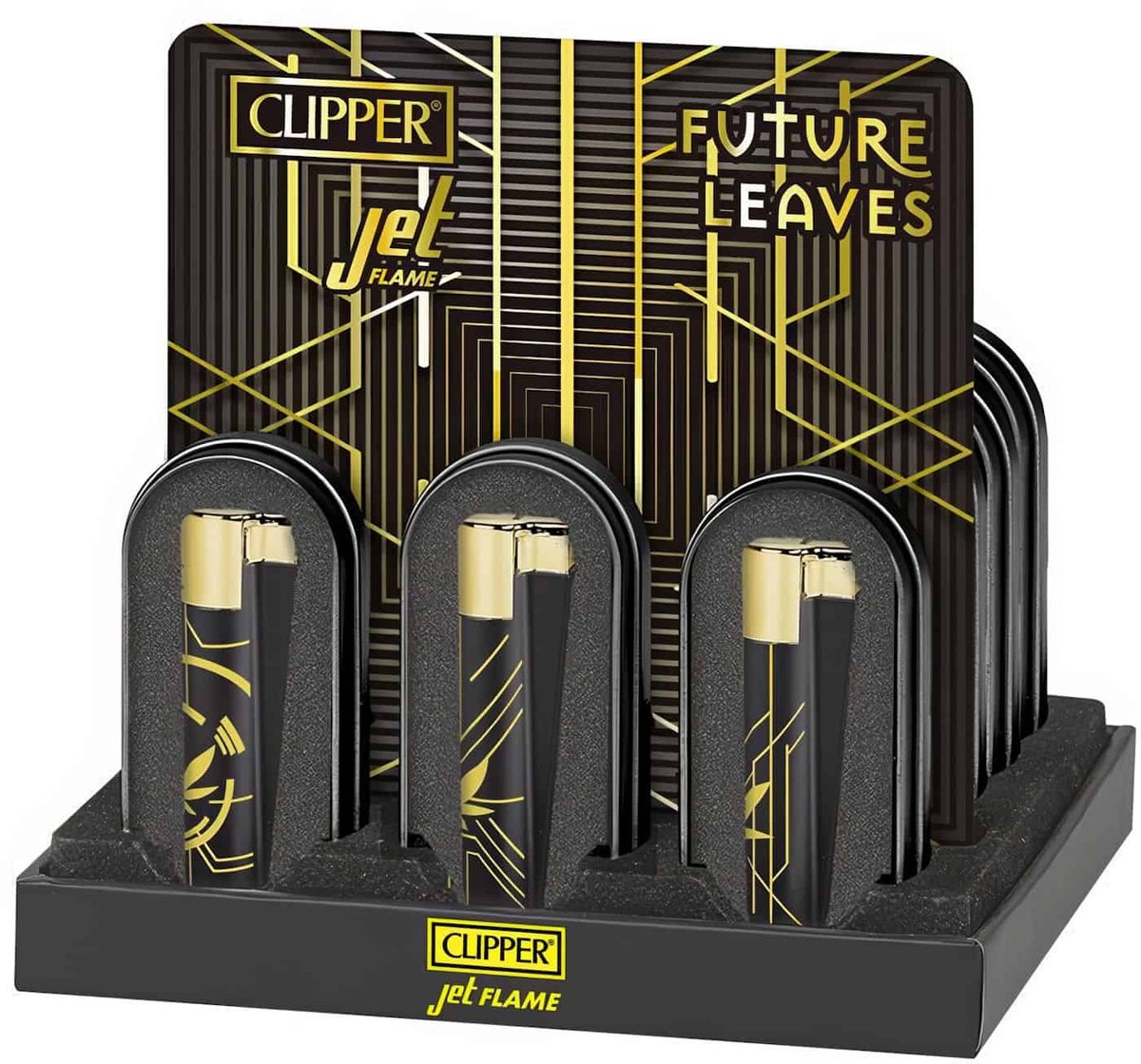 Clipper Large Metal JetFlame Aanstekers "Future Leaves"