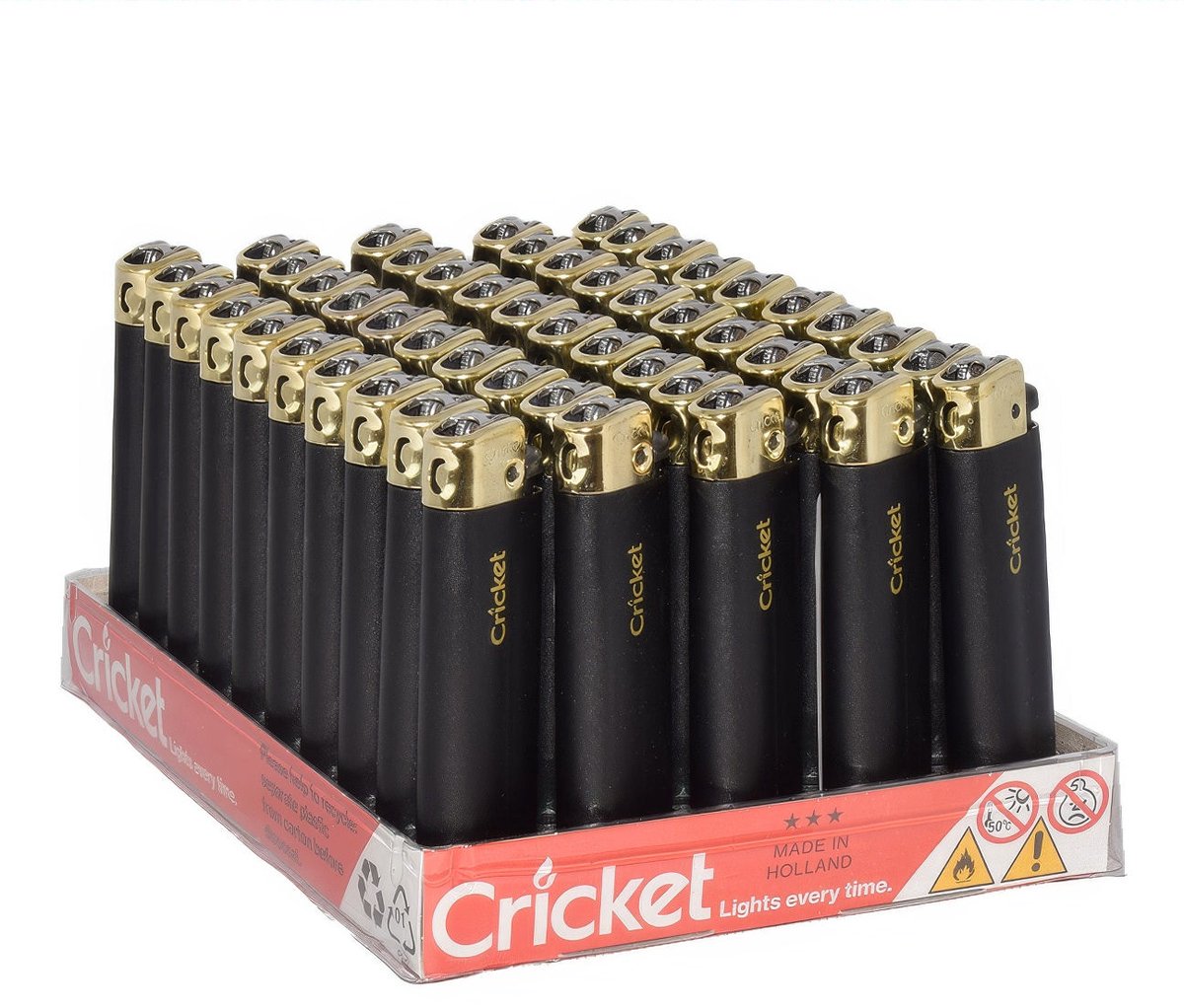 Cricket Original "Black & Gold Matte" aanstekers - Display 50 stuks