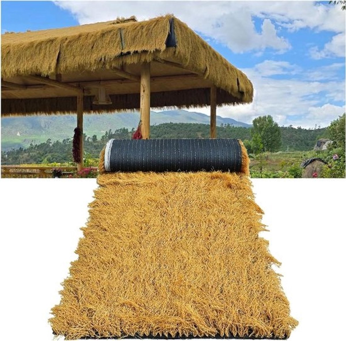 Kunstmatige Riet Dakbedekking - Palapa Riet Rol - Tropische Oase Creëren - Weerbestendig en Brandwerend - 1x2m - Geel