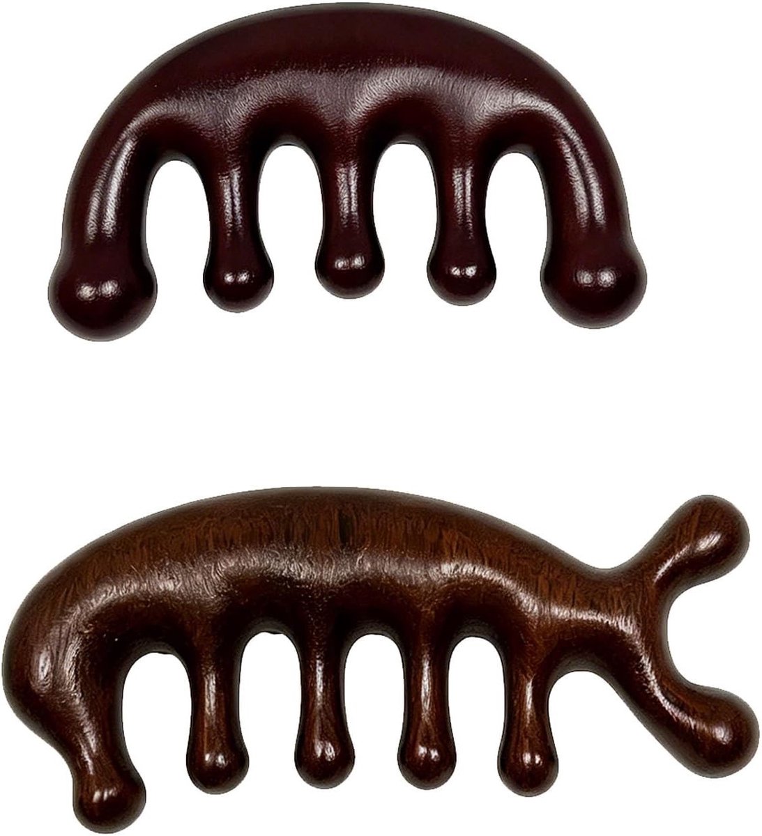 Set van 2 Houten Gua Sha Kam voor Hoofdmassage, Haarverzorging en Ontspanning, Natuurlijke Massagehulpmiddelen voor Gezonde Haargroei en Stressvermindering