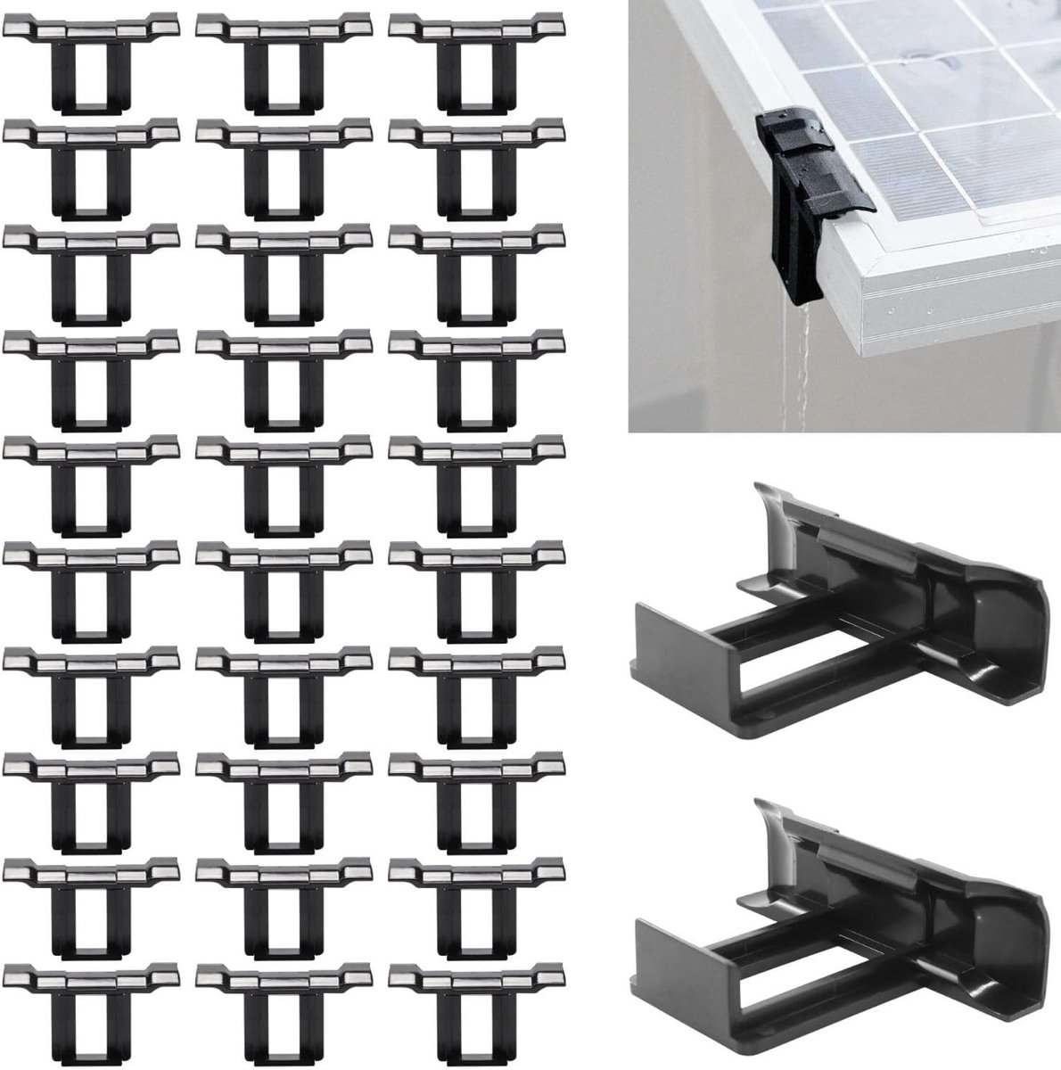 32 stuks waterafvoerclips voor zonnepanelen, modderverwijderingsclips, drainageaccessoires en reinigingsklemmen voor optimale prestaties van PV-modules