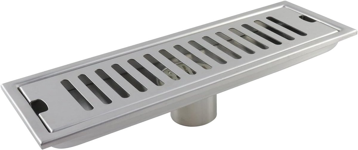 KZQ Lineaire doucheafvoer 30 cm - Roestvrijstaal met hekwerkontwerp - Voor badkamer en douche - Zilver