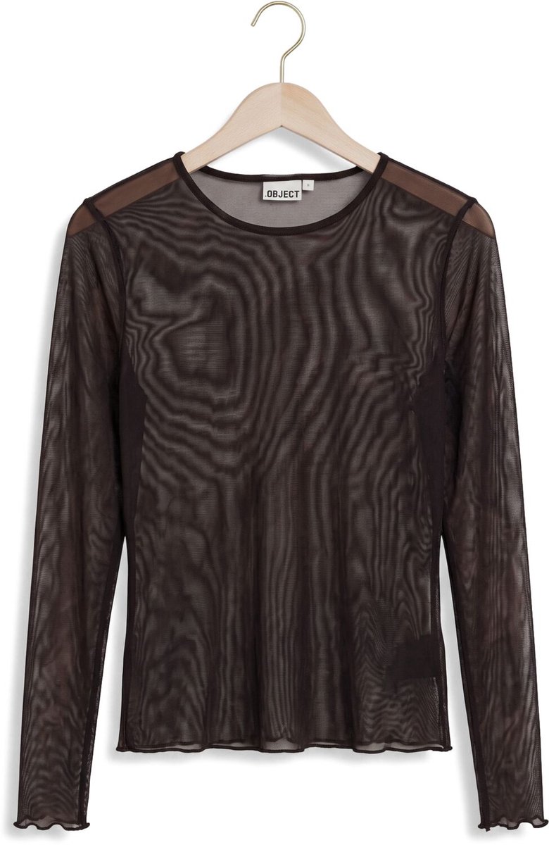 Object Bjnoelle Slim L/s Top 147 Tops & T-shirts Dames - Shirt - Bruin - Maat M
