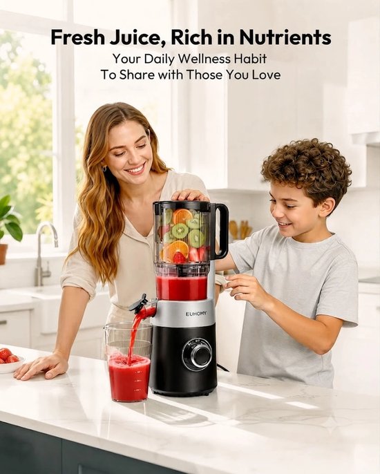 Slowjuicer 220W - 135 mm XXL Vulopening - 1,8L Sapcontainer - Stil <60 dB - Triple Filtersysteem — afbeelding 2