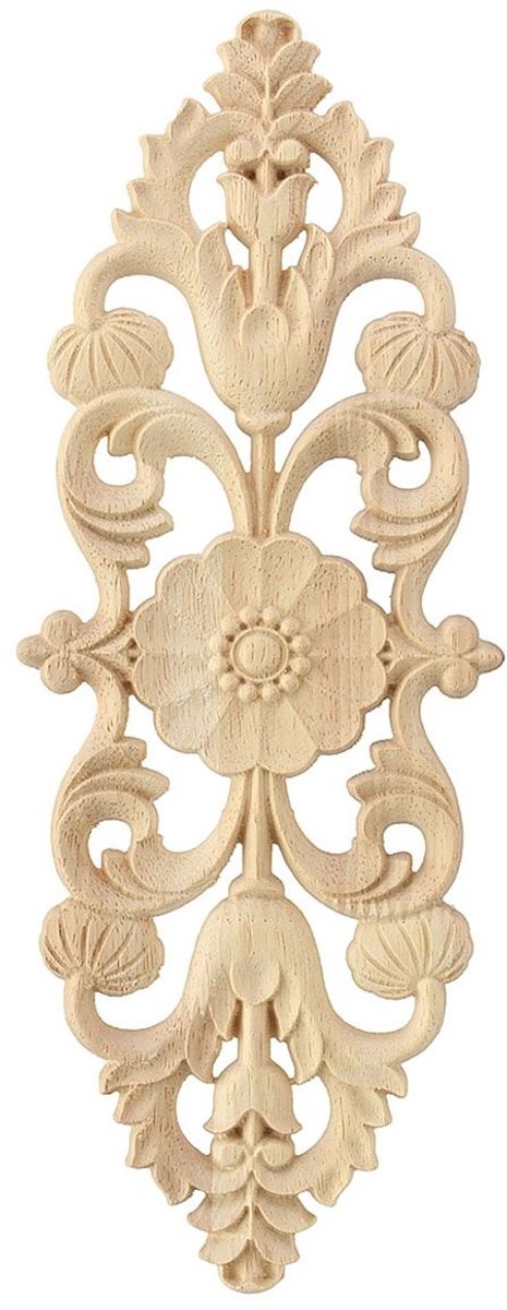 Houten Hoekornament - Bloem Motief - Onbehandeld