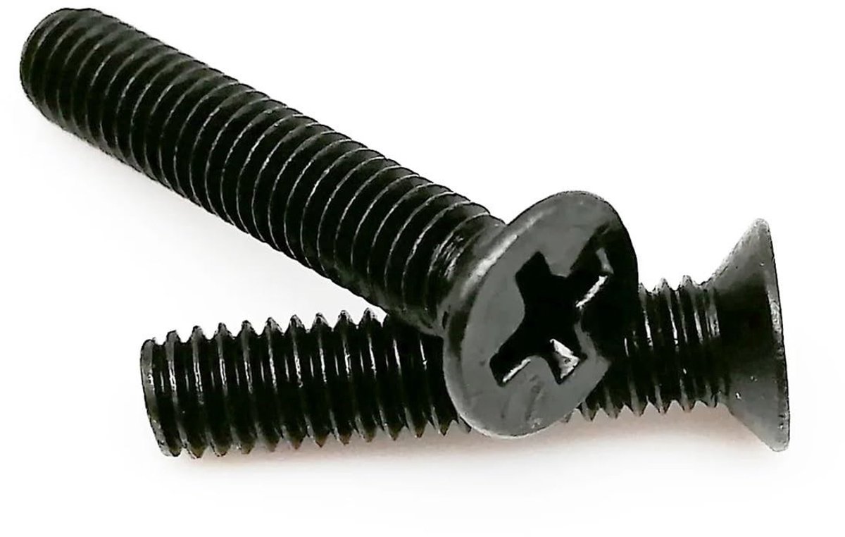 50x Mini Kruiskop Phillips Plat Verzonken Kop Schroefbout - Zwart