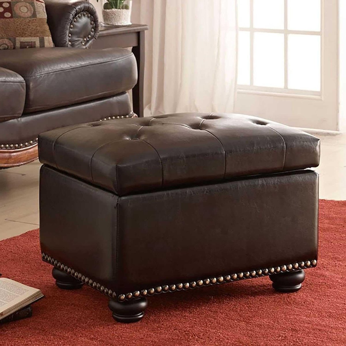 Opbergbank en Salontafel - Modern faux leather - Bruin