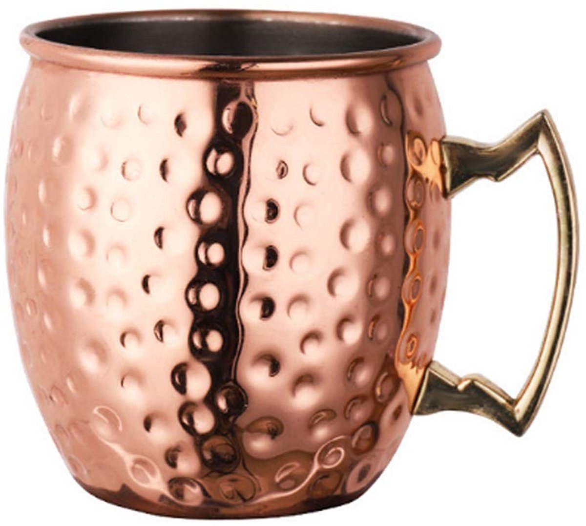 Koperen Bierglas met Stalen Plating - 18 Oz - Roze Gouden Vlekken
