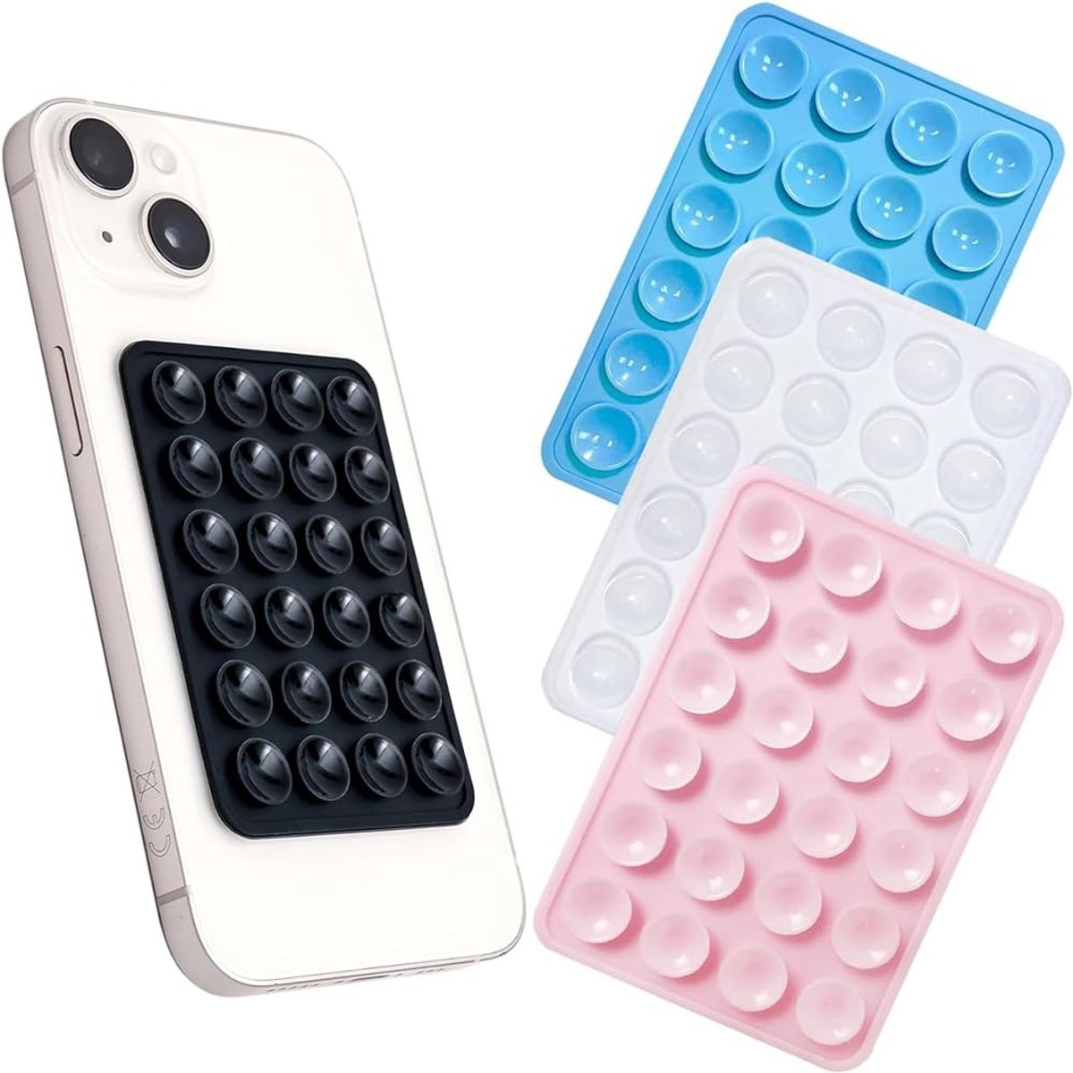 Telefoon Suction Cup Houder - 4 Stuks - Zwart, Wit, Blauw, Roze