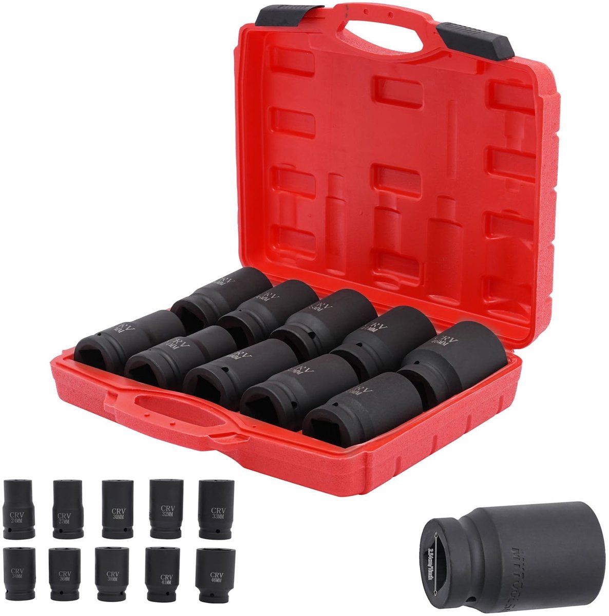 10-delige dopsleutelset - 1/2 inch slagmoerdopjes