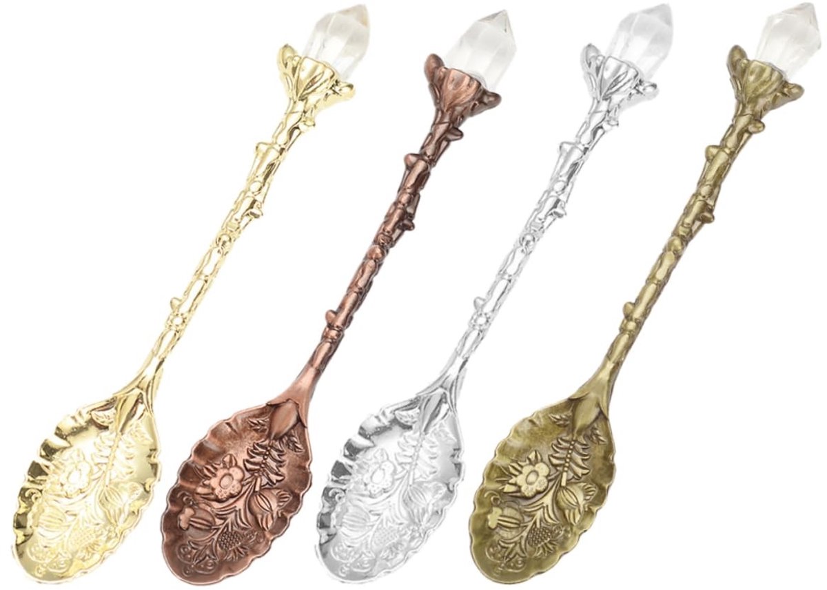 Retro Koffielepels - Set van 4 Stuks voor Dessert en Thee