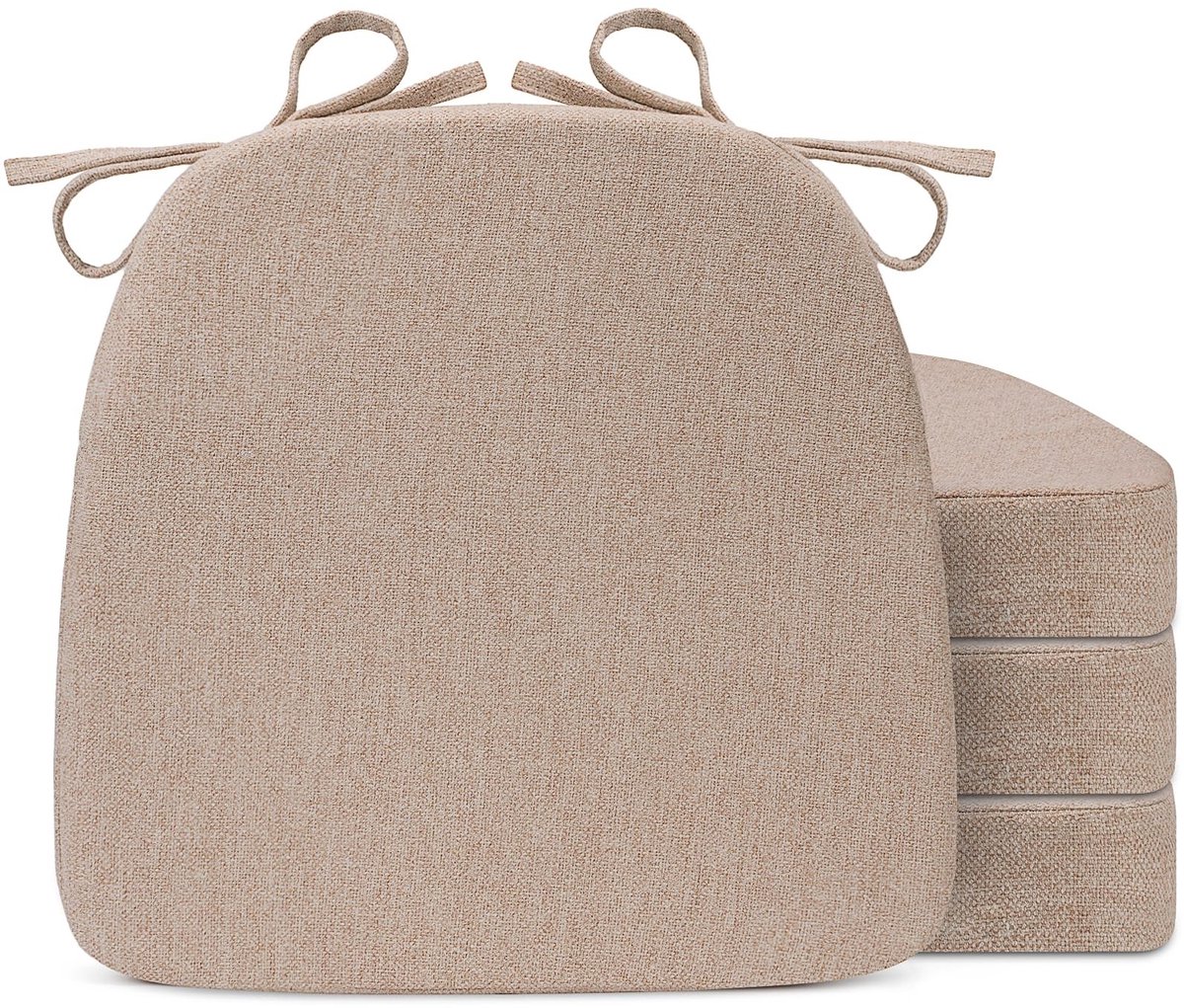 Stoelkussens D-vorm - Wasbare Hoes en Straps - Khaki