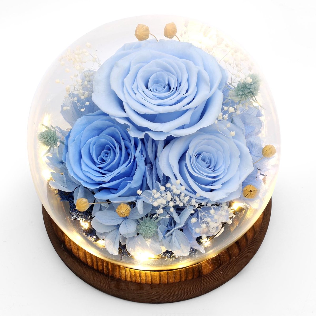 Bewaarde Bloemen Boeket - Unieke Rozen en Anjers in Blauw