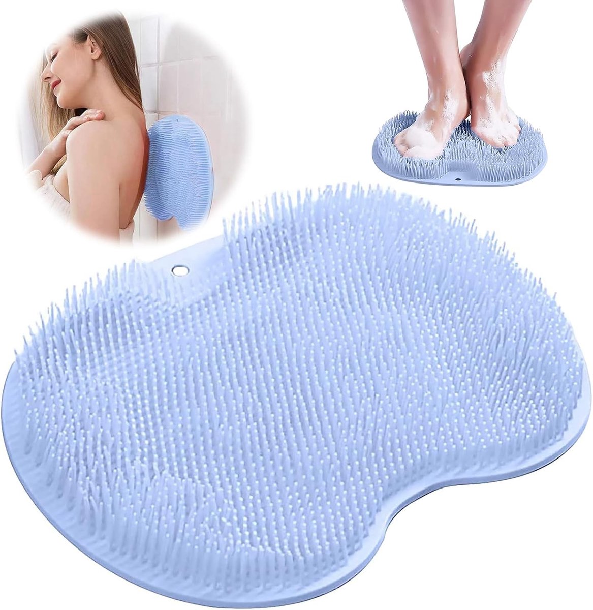 Verzorgende voetenscrubber voor in de douche, antislip massagepad met zuignappen, voetborstel en rugschrobber voor een verfrissende reiniging