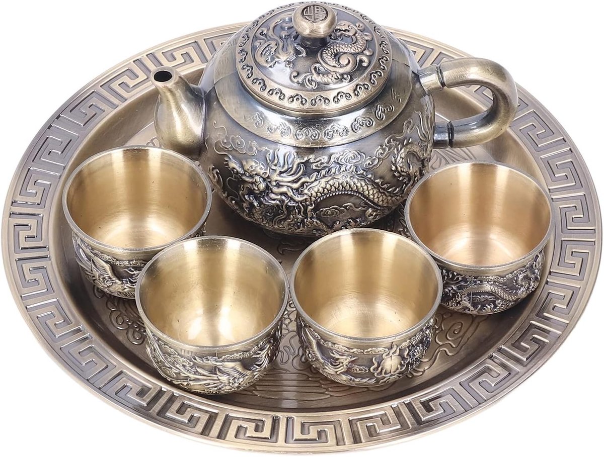Complete Marokkaanse Theeset met Vintage Luxe Patroon, Retro Design en Decoratieve Theekopjes voor Tafelsetting