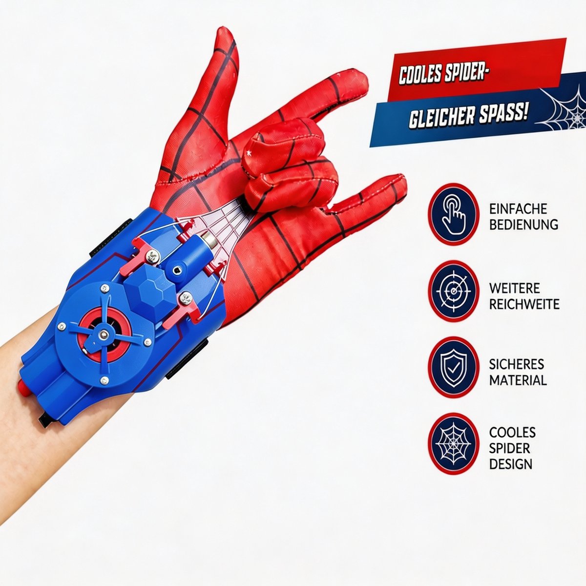 casalora-Spinnenwerfer–Automatisch uittrekbaar draadje – Cool speelgoed voor superheldenfans – Schietspeelgoed – USB oplaadbaar – Bereik van 2,5 meter – Geschikt voor kinderen en volwassenen – Perfect voor rollenspellen, Halloween en verjaardagen