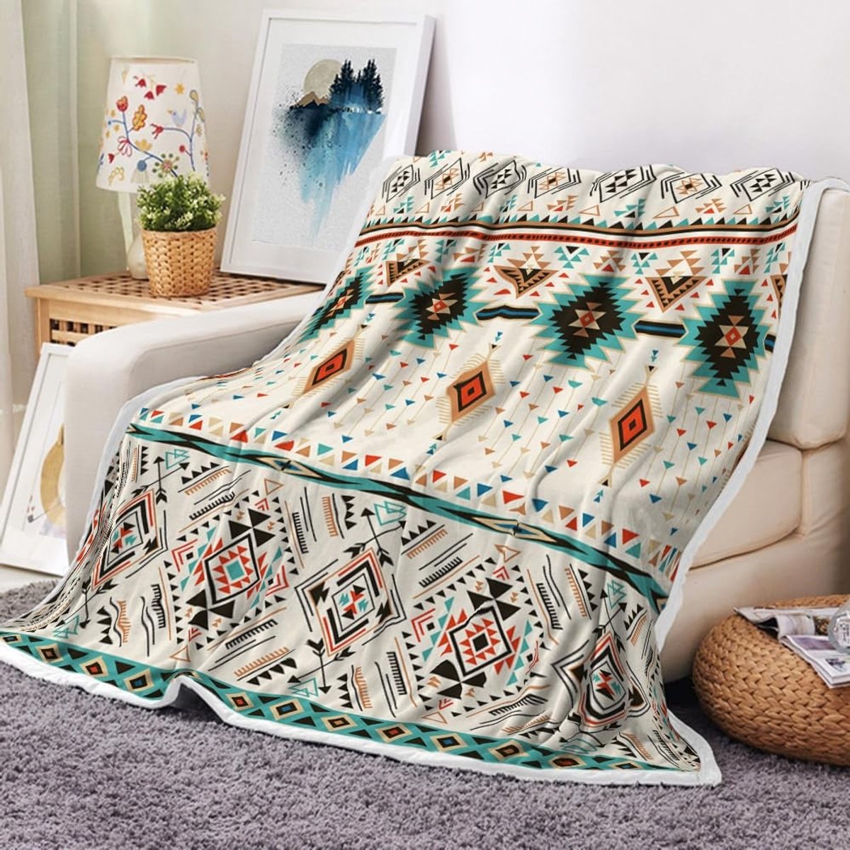 Aztec Fleece Dekentje - Geometrisch Patroon - 152,4 x 127 cm