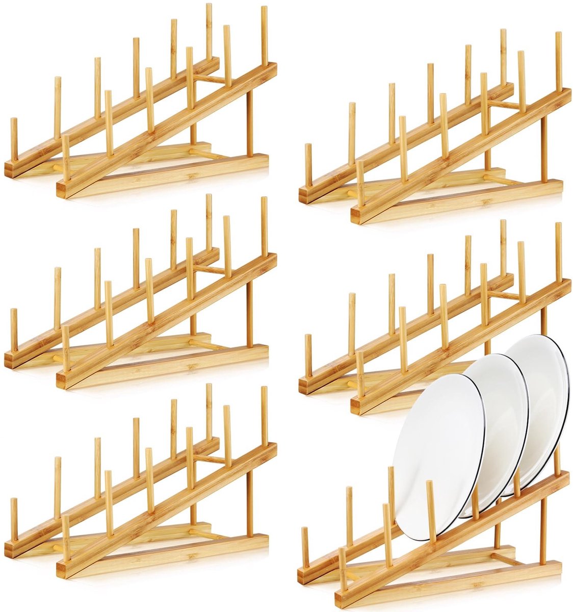 Houten Afwasrek 6-delig - Bamboe Organiser