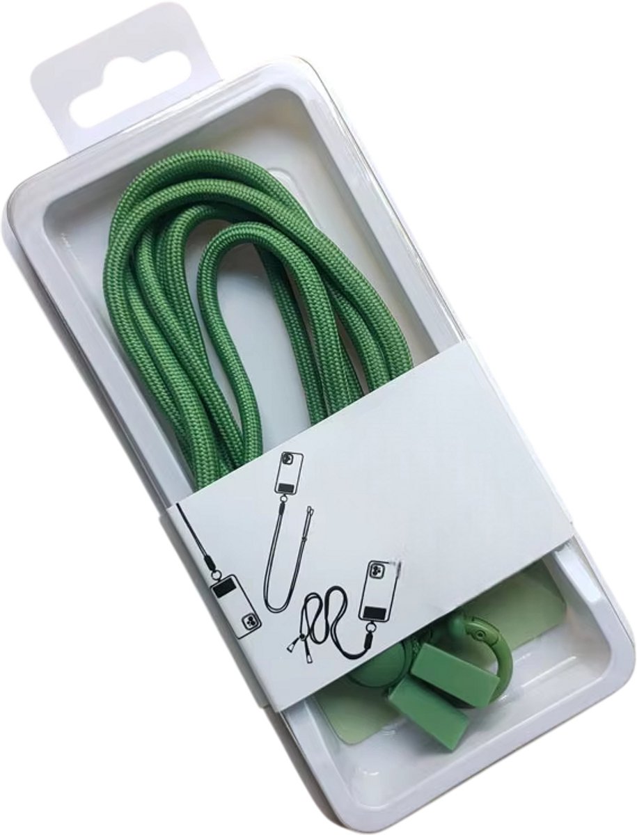 Universeel Telefoonkoord – Afneembaar en Draaibaar Mobiel Hangkoord, Kleurrijk Telefoonaccessoire voor Smartphone - Groen