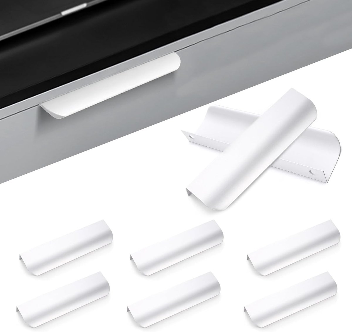 Verborgen Ladehandgrepen van Aluminium Legering voor Keukenmeubels, 150mm, Inclusief Schroeven, Geschikt voor 128mm Montageafstand