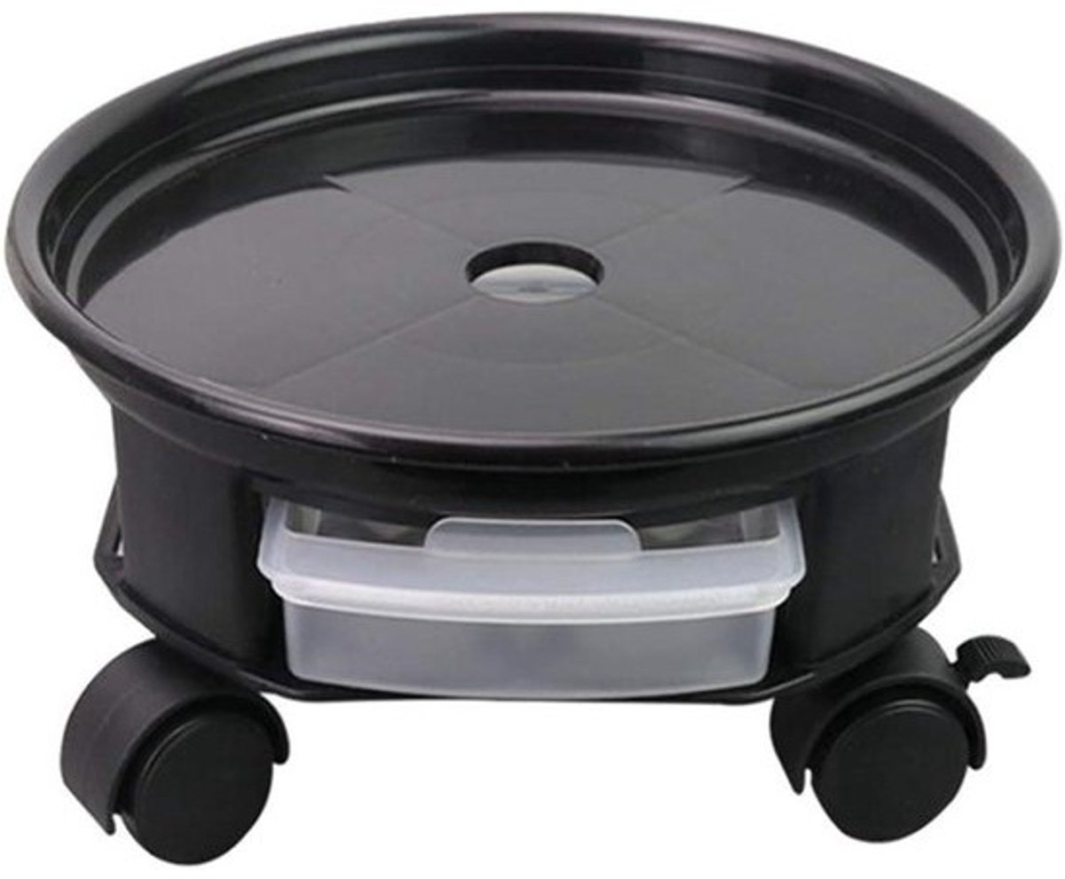 Plantenroller met wieltjes - Pot trolley Onderzetter - Planten verplaatsen - Met wateropslag - 27 cm - Bruin