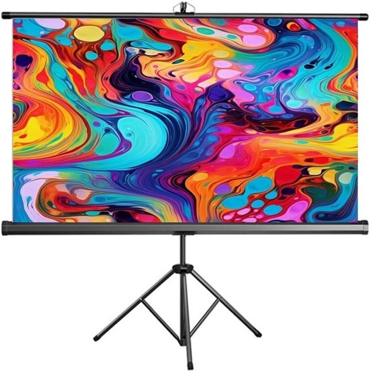 Projectiescherm met Statief - Draagbaar Scherm Oprolbaar - Thuisbioscoop Thuisfeest - HD 4K Ultra-High-Definition - 60 72 Inch - Wit